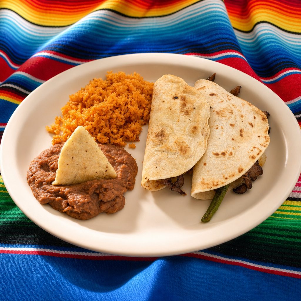 Beef Fajita Tacos (2) Plate.
