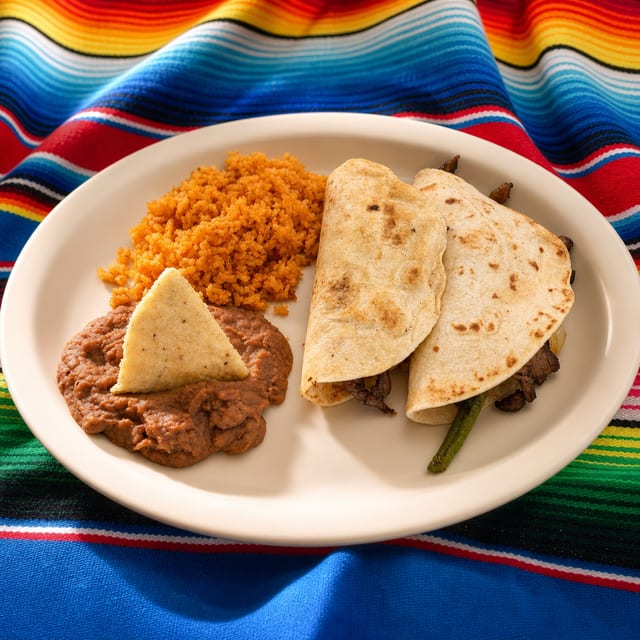 Beef Fajita Tacos (2) Plate.
