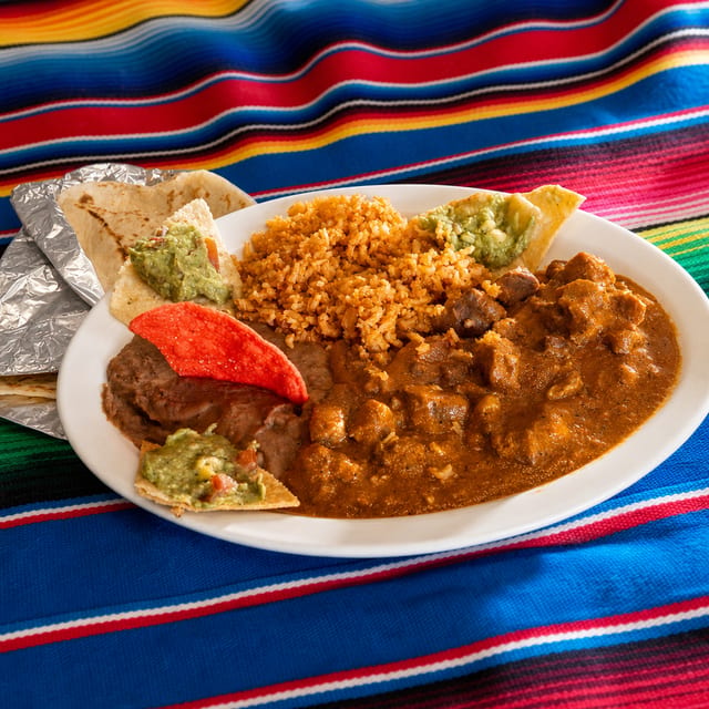 Carne Guisada Tacos (2) Plate.