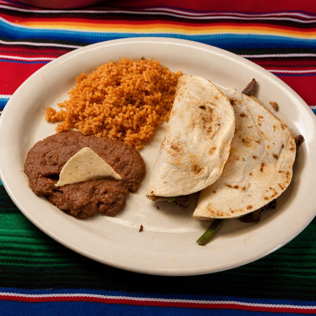 Chicken Fajita Tacos (2) Plate.